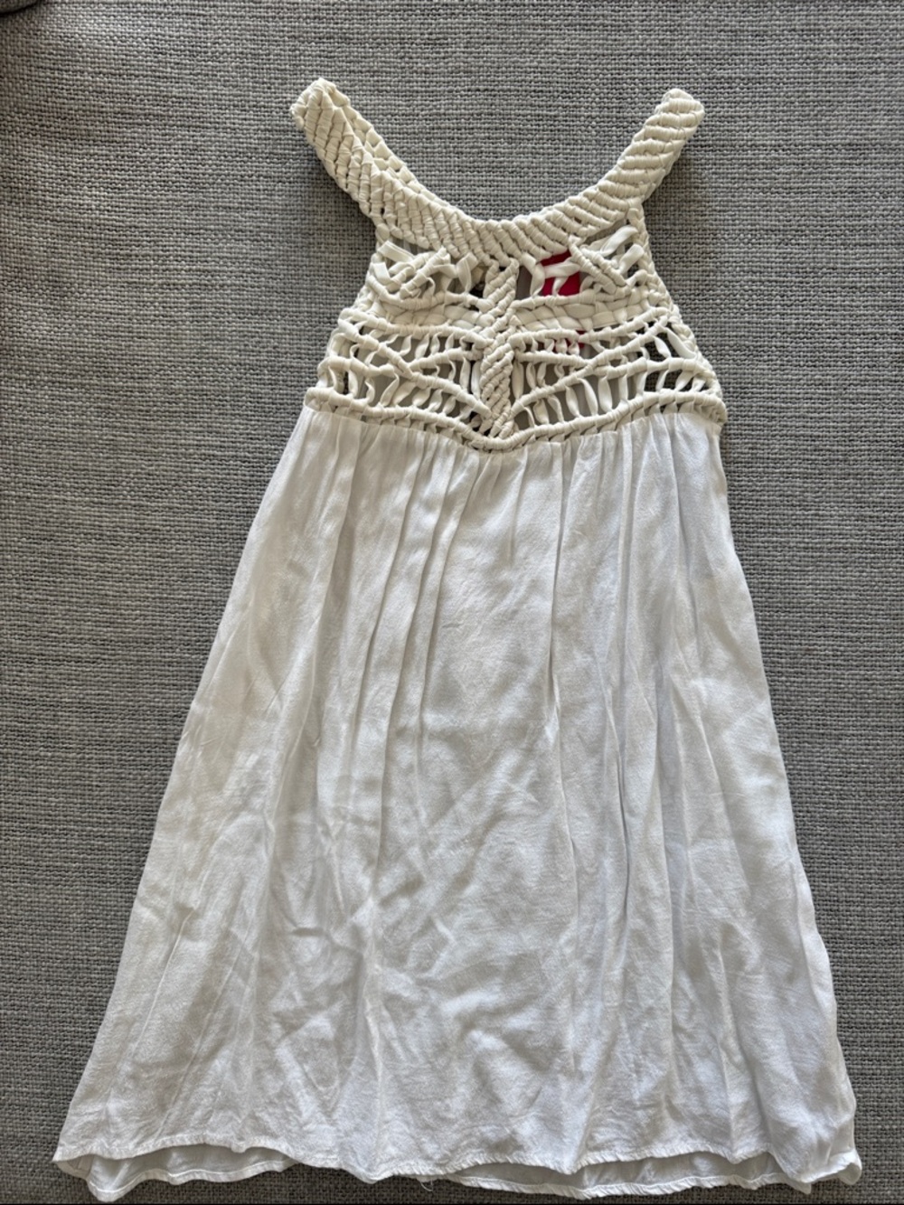 Cream Crochet Yoke Tank Top - Sleeveless Summer Knit